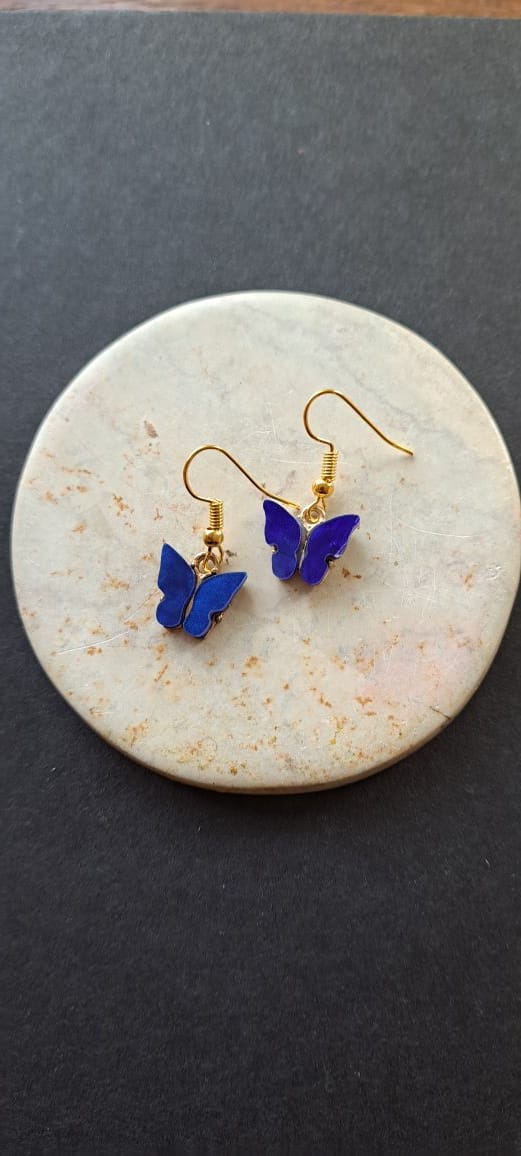 Blue butterfly earrings