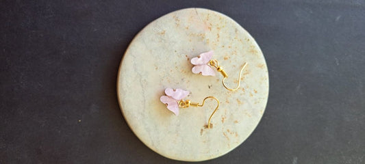 Pink flower earrings